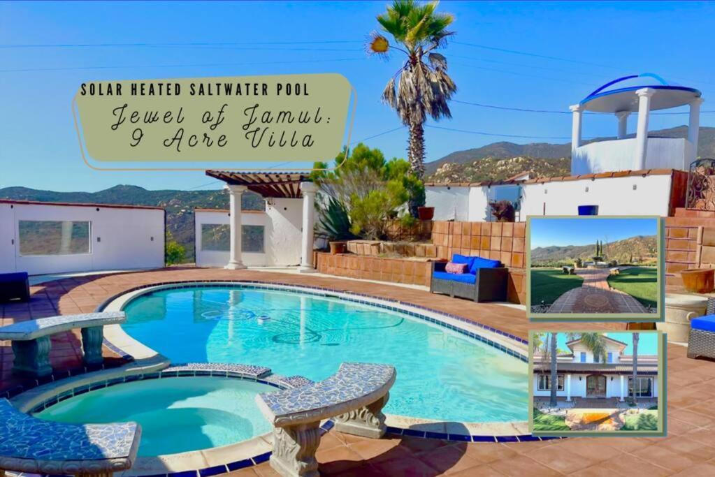 Private Home On 10 Acres - Heated Salt Pool & Jacuzzi, Mountain & City Views, Horseshoes, Basketball, Bbq, Golf Putting, Foosball, Croquet, Bose Stereo, White Cotton Bedding - Hilltop Hacienda, Pool Heat Optional Jamul 외부 사진